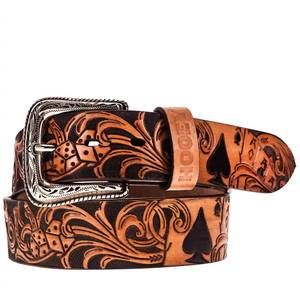 NEW HOOEY men's gambler 1.5 vegas filigree belt in brown